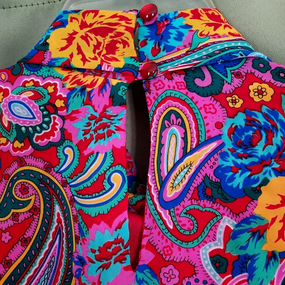 Vintage Colorful Paisley Floral Print Dress - Picture 6 of 12